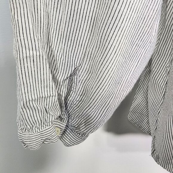 Lane Bryant Women Blouse Size 22/24 White Striped Illusion Collection Button Tie - Picture 8 of 10